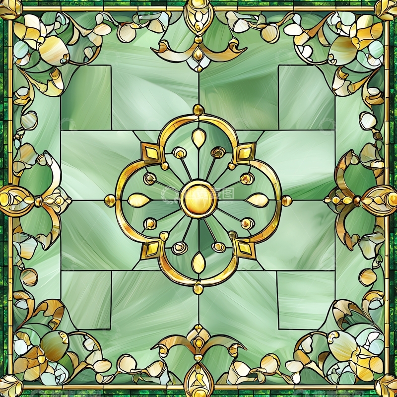 高清大图下载【趣麦麦图】绿色花卉边框花纹装饰图案