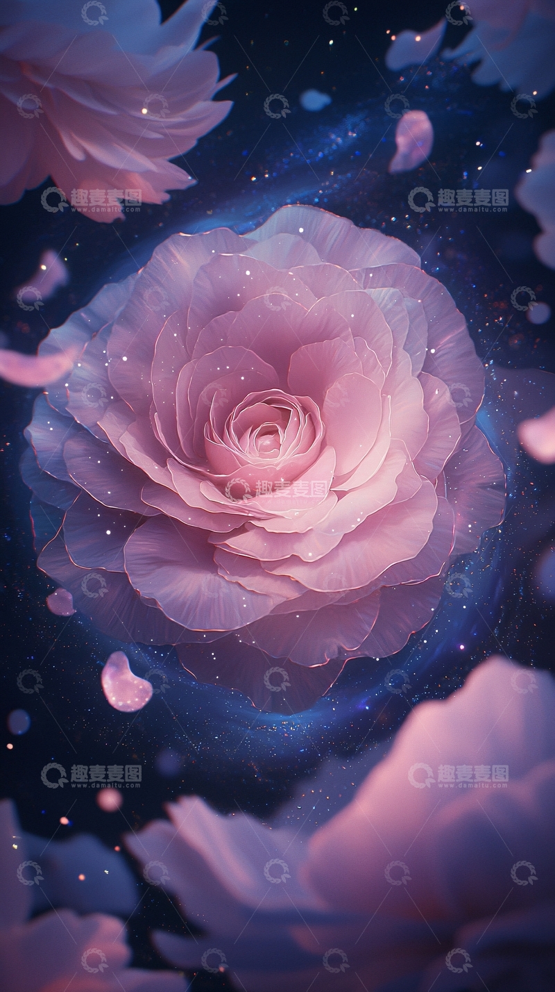 高清大图下载【趣麦麦图】梦幻星空下的玫瑰花海