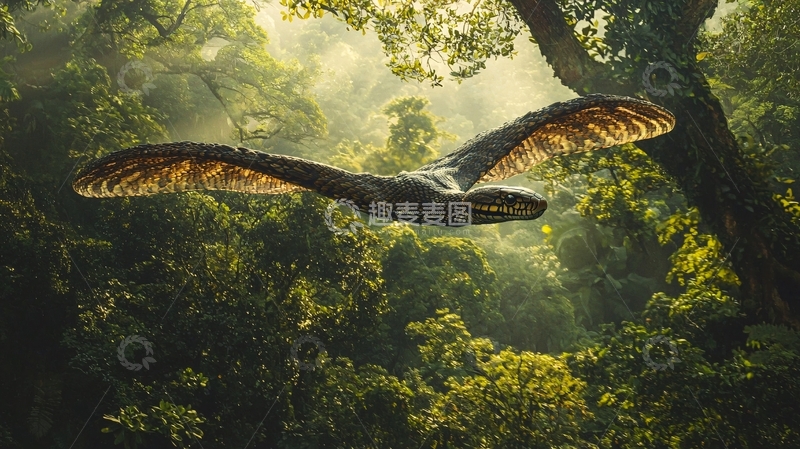 高清大图下载【趣麦麦图】森林中的飞蛇