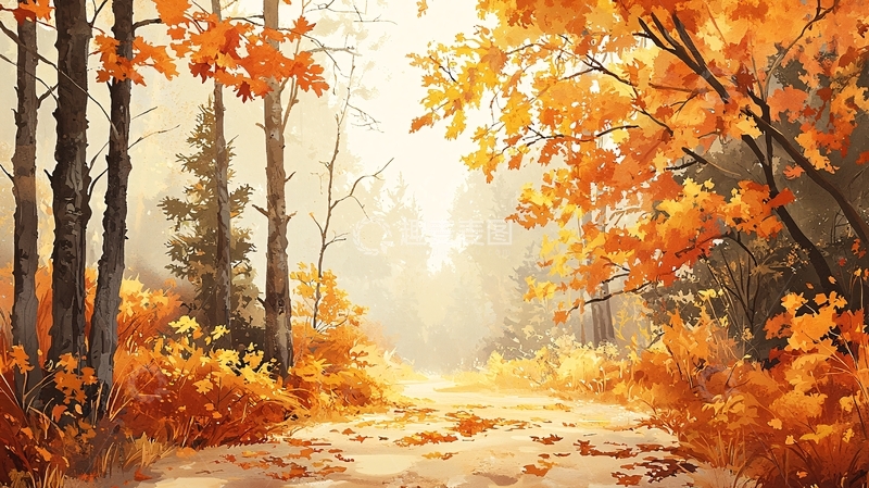 高清大图下载【趣麦麦图】秋日森林小径136