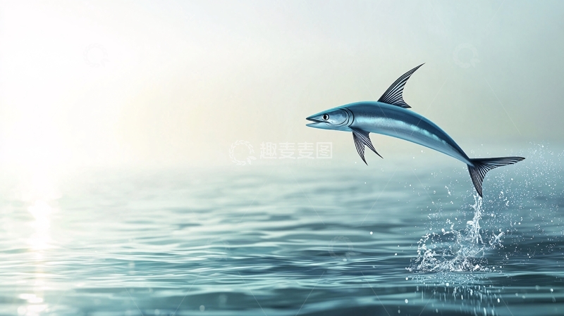 高清大图下载【趣麦麦图】跃出水面的蓝鳍金枪鱼
