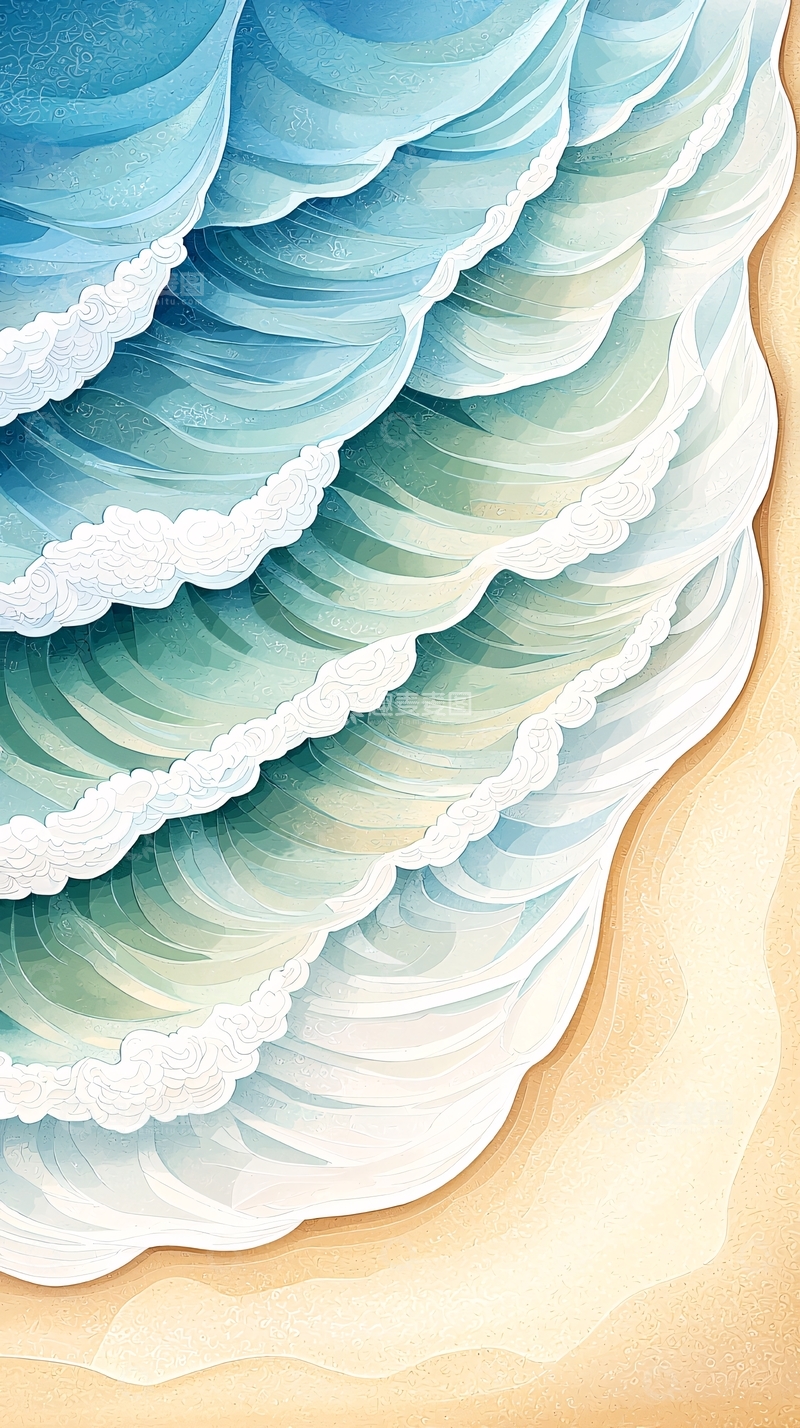 高清大图下载【趣麦麦图】海浪沙滩抽象艺术背景图
