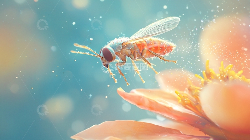 高清大图下载【趣麦麦图】蜜蜂与花朵的梦幻瞬间