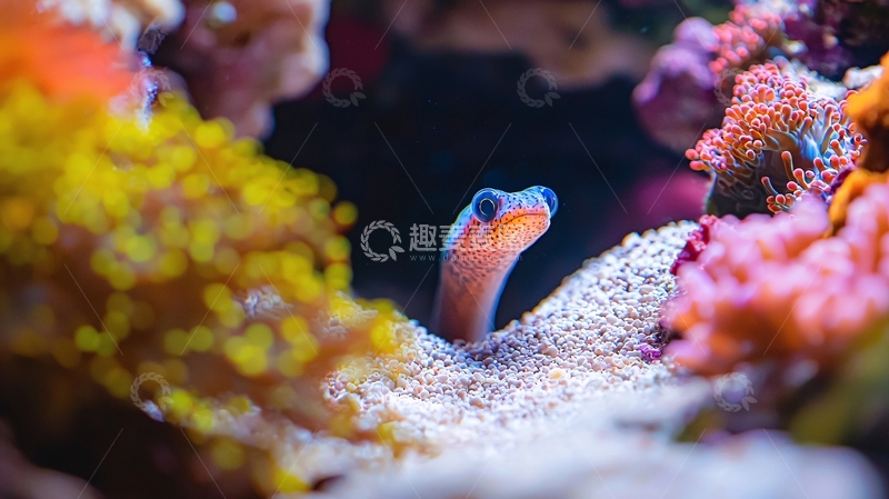 高清大图下载【趣麦麦图】珊瑚礁中的彩色鱼
