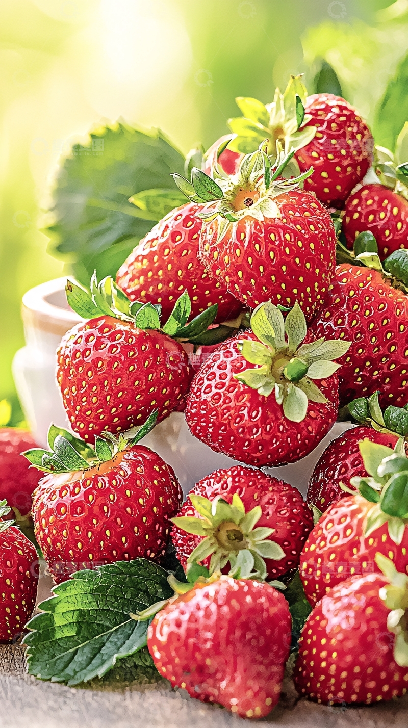 高清大图下载【趣麦麦图】-草莓水果新鲜诱人自然背景