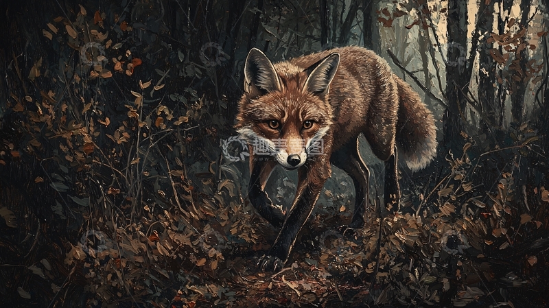 高清大图下载【趣麦麦图】森林中的狐狸
