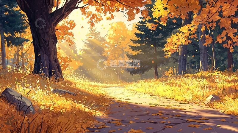 高清大图下载【趣麦麦图】秋日森林小径133