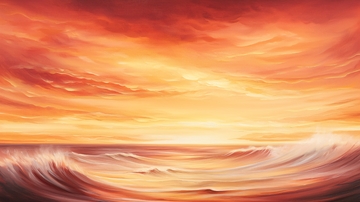 壮丽的红色日落海景