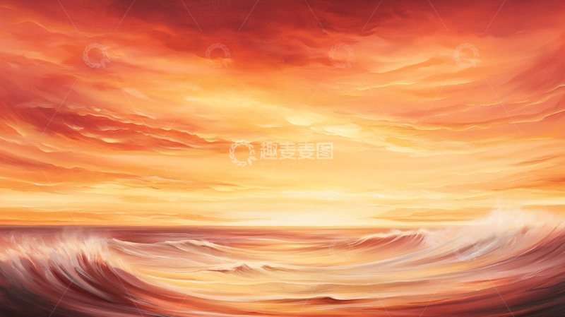 高清大图下载【趣麦麦图】壮丽的红色日落海景