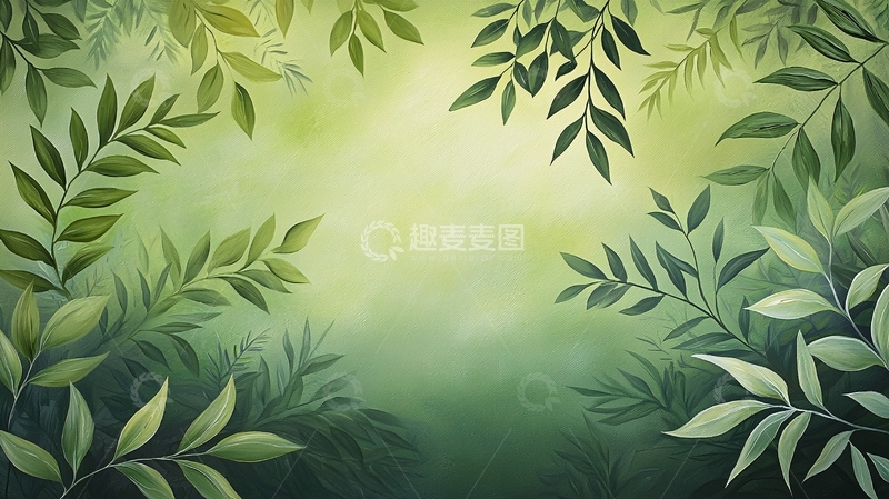 高清大图下载【趣麦麦图】绿叶环绕的清新背景