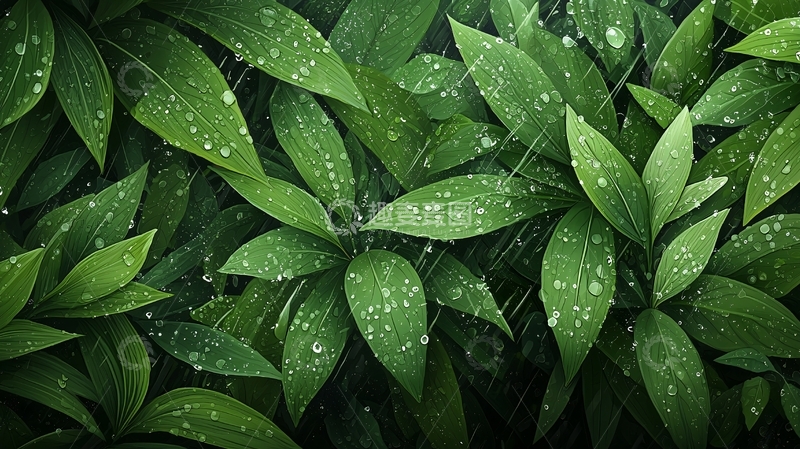 高清大图下载【趣麦麦图】绿叶上水珠的特写