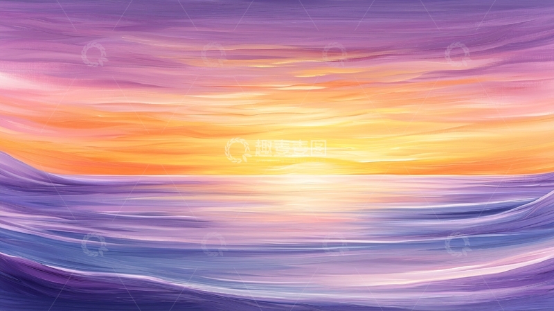 高清大图下载【趣麦麦图】唯美日落海面渐变色彩
