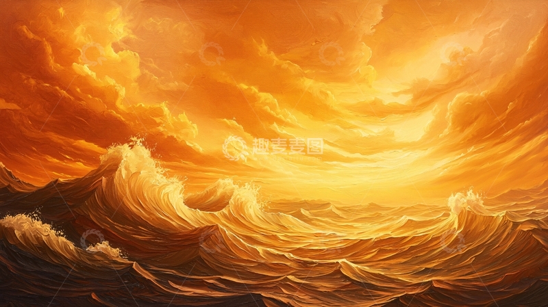 高清大图下载【趣麦麦图】金色海洋翻涌的壮丽景象