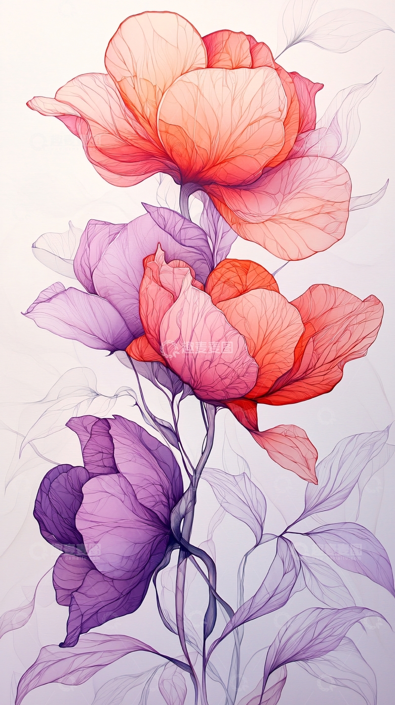 高清大图下载【趣麦麦图】梦幻花卉艺术插画