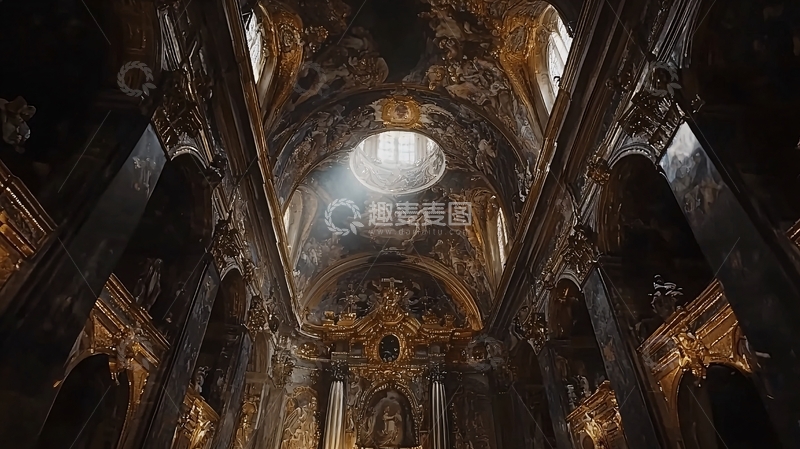 高清大图下载【趣麦麦图】巴洛克风格教堂内饰