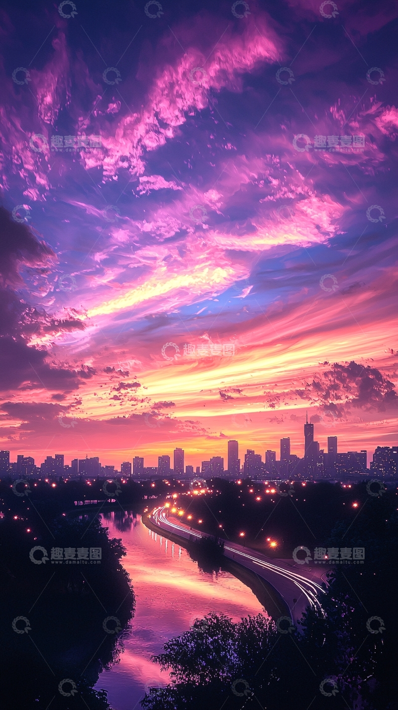 高清大图下载【趣麦麦图】梦幻城市夜景