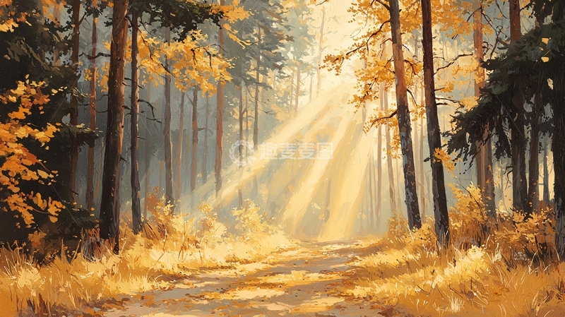 高清大图下载【趣麦麦图】秋日森林小径132