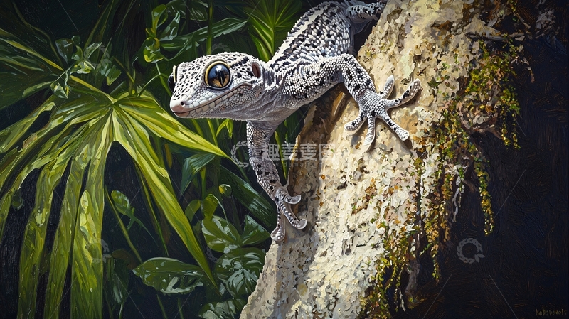 高清大图下载【趣麦麦图】爬树的夜行蜥蜴