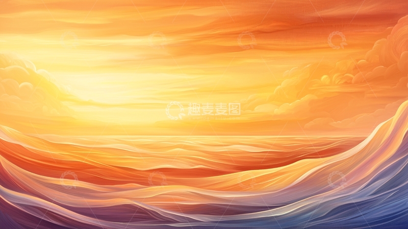 高清大图下载【趣麦麦图】日落时分的抽象海浪