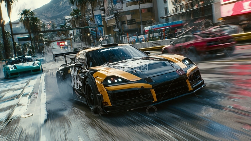 高清大图下载【趣麦麦图】赛博朋克风格街头赛车