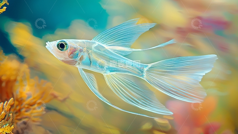 高清大图下载【趣麦麦图】透明鱼在色彩斑斓的海底世界