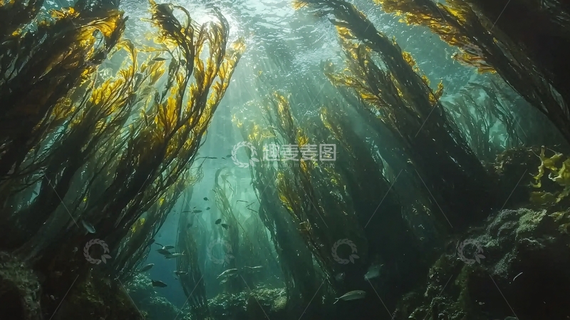 高清大图下载【趣麦麦图】海底森林光影下的神秘世界
