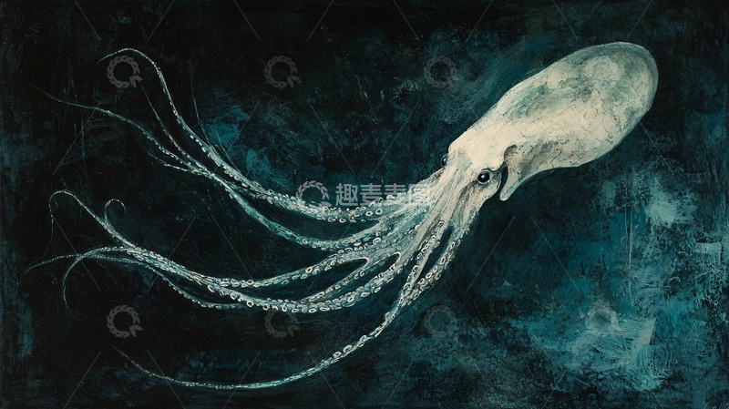 高清大图下载【趣麦麦图】深海章鱼艺术插画