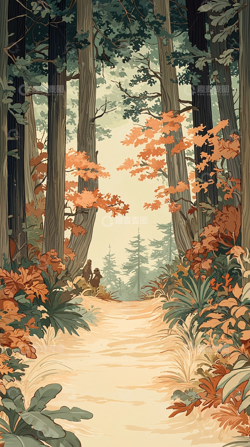 高清大图下载【趣麦麦图】秋日森林小径137