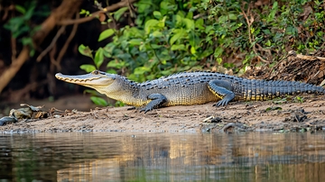 鳄鱼在河边休息