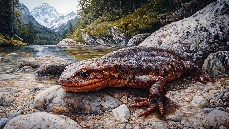 高清大图下载【趣麦麦图】山间溪流中的大蜥蜴