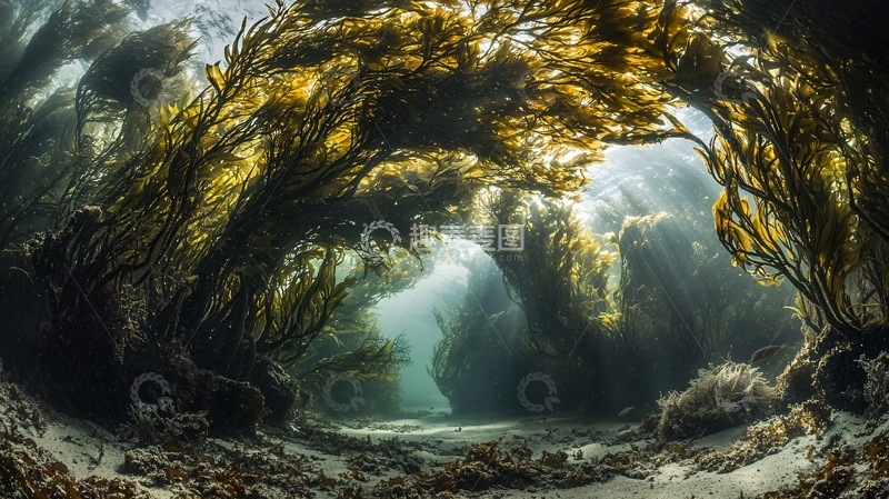 高清大图下载【趣麦麦图】海底森林光影之美