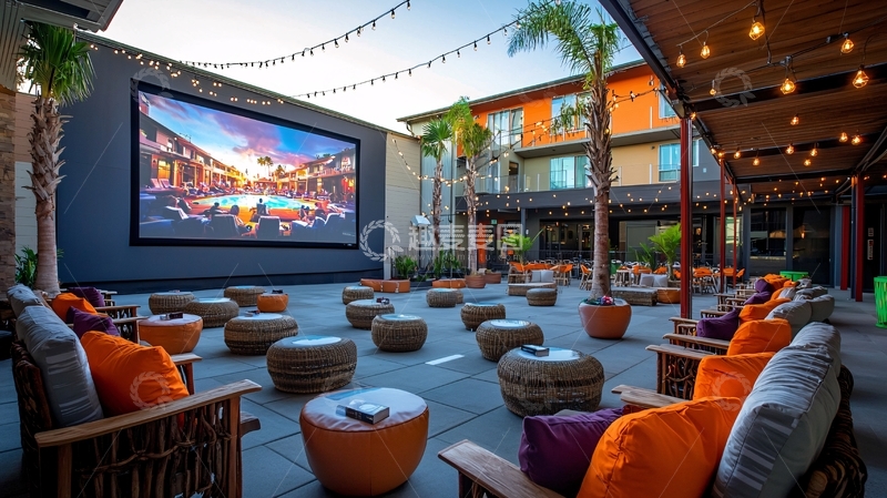 高清大图下载【趣麦麦图】酒店的露天电影院