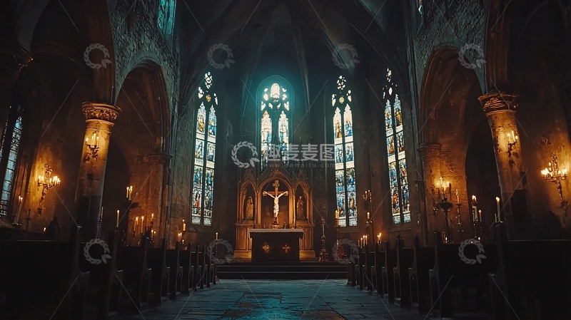 高清大图下载【趣麦麦图】哥特式风格教堂内部设计