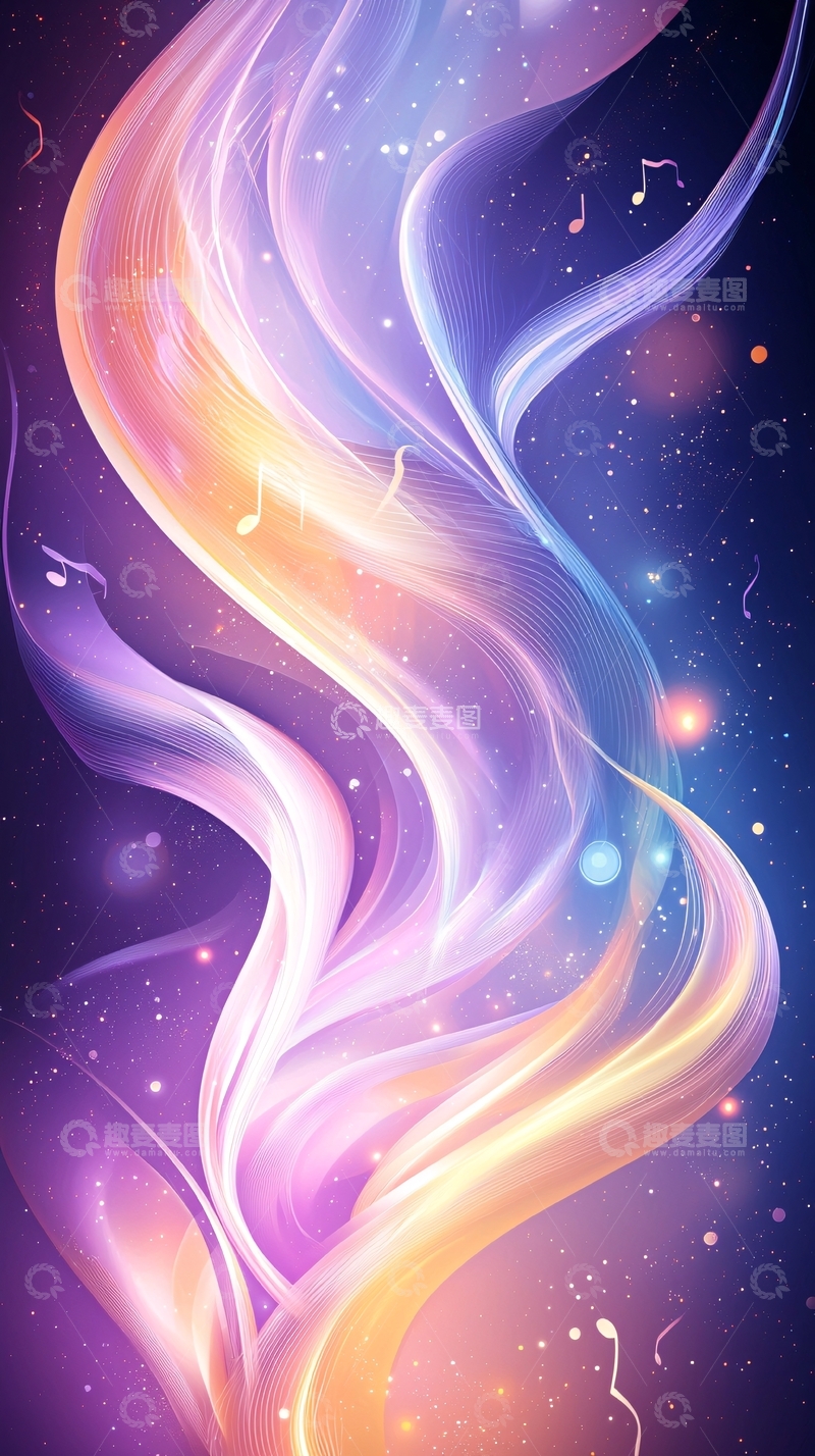 高清大图下载【趣麦麦图】梦幻星空音乐旋律流光