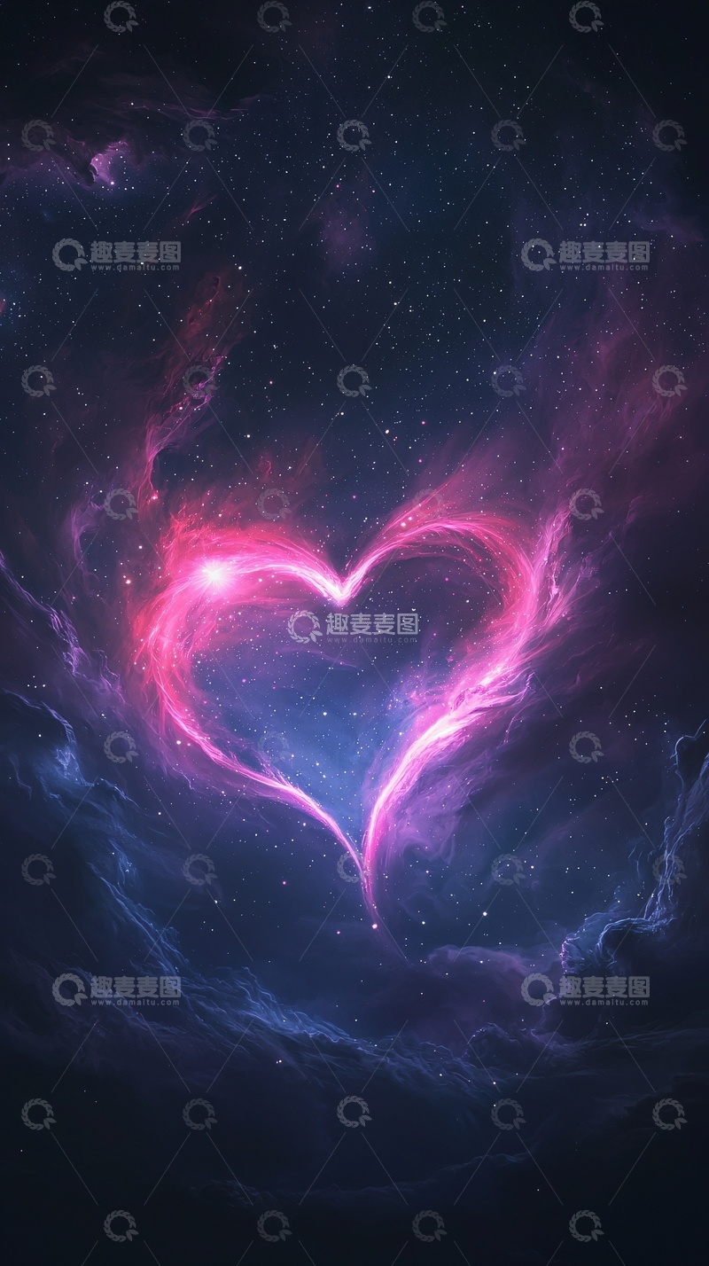 高清大图下载【趣麦麦图】心形星云夜空背景