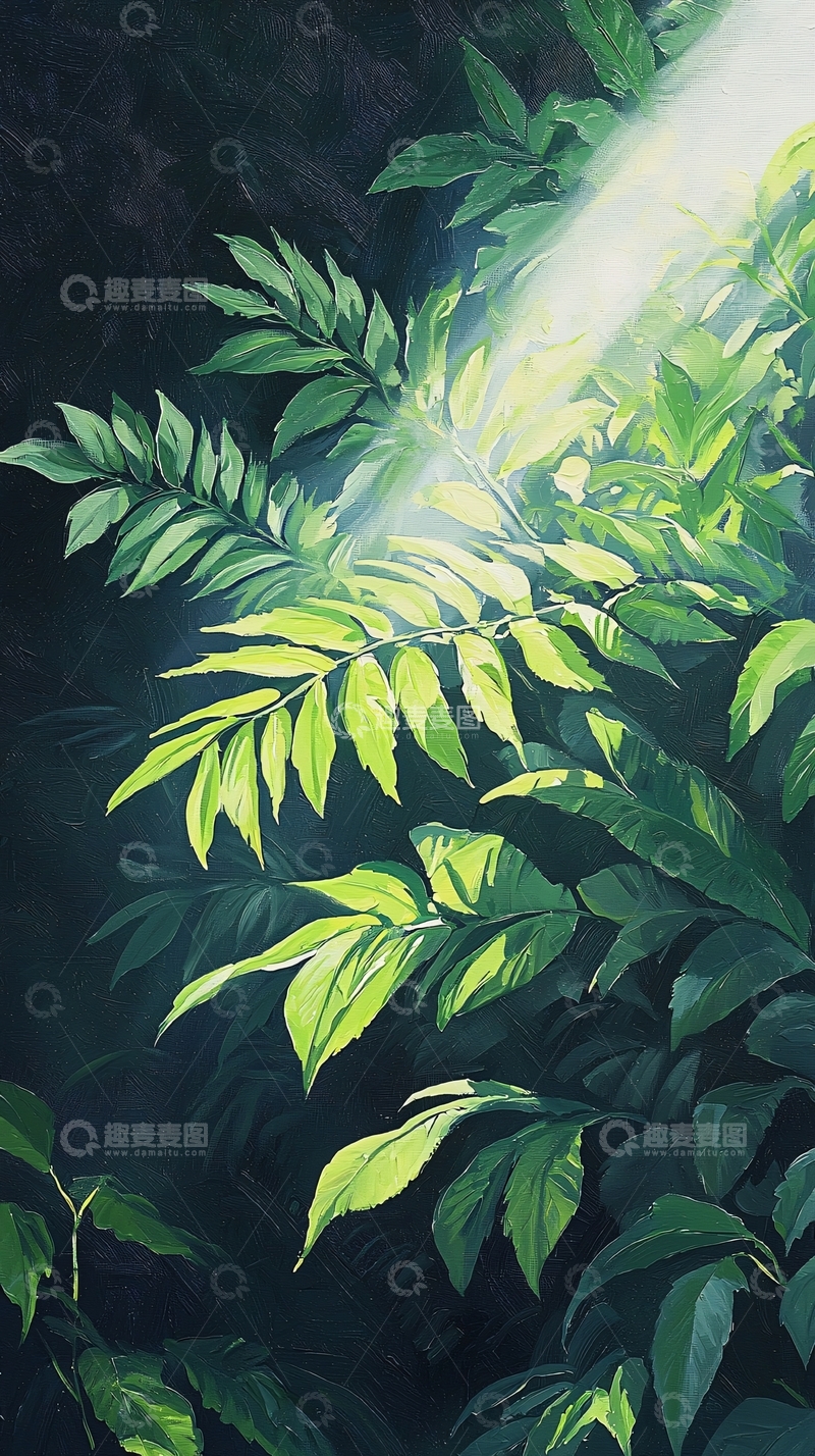 高清大图下载【趣麦麦图】阳光穿透树叶的光影效果