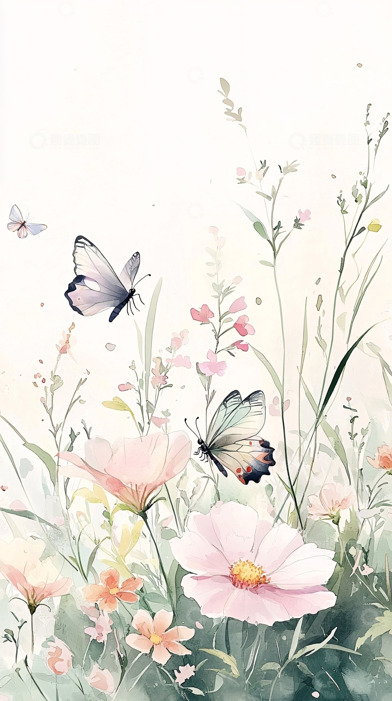 高清大图下载【趣麦麦图】蝴蝶与花朵的梦幻花园