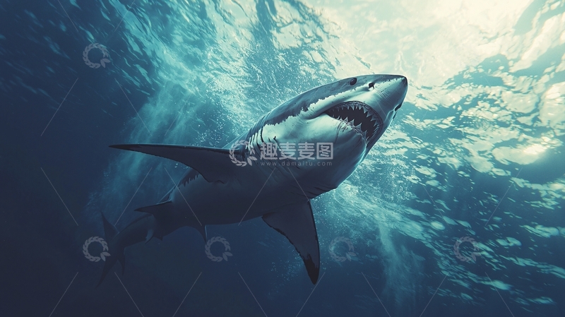 高清大图下载【趣麦麦图】深海巨鲨捕食场景