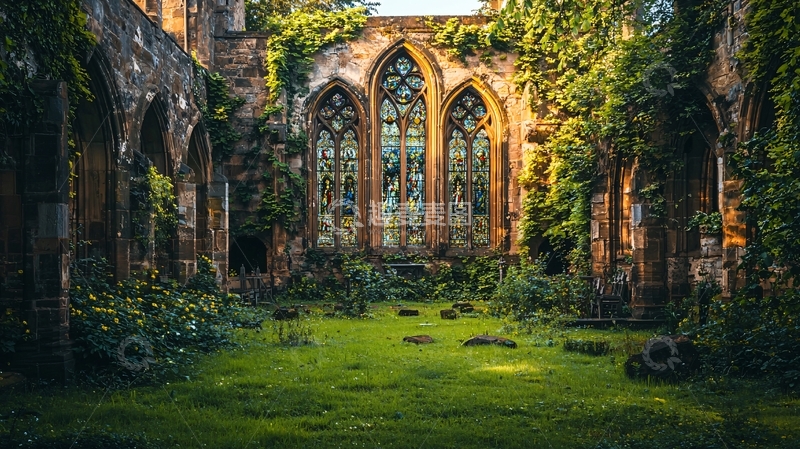 高清大图下载【趣麦麦图】浪漫主义风格古老教堂遗迹