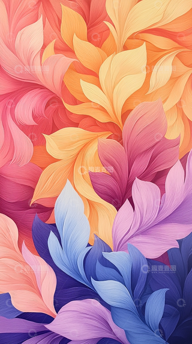 高清大图下载【趣麦麦图】色彩斑斓的抽象花卉图案