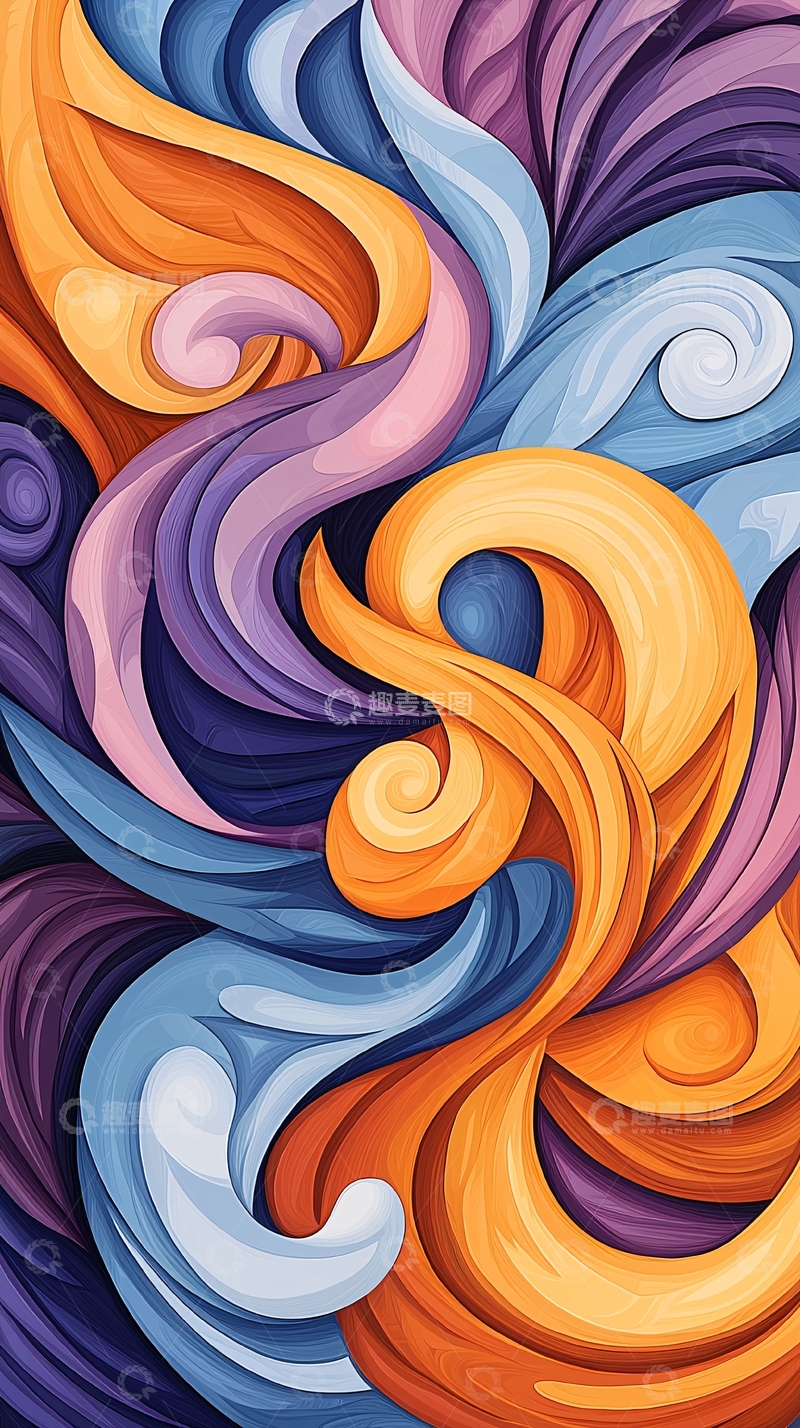 高清大图下载【趣麦麦图】抽象色彩漩涡背景图