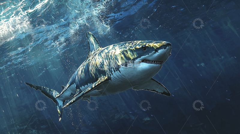 高清大图下载【趣麦麦图】深海巨鲨游动场景