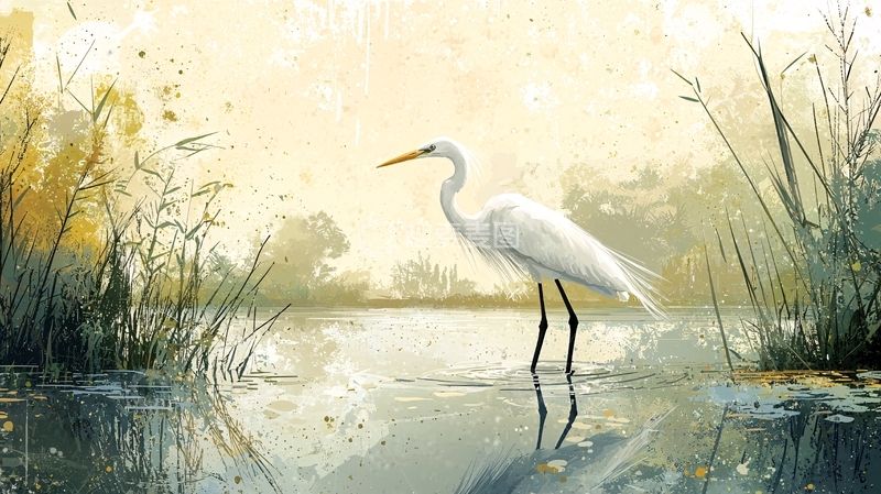 高清大图下载【趣麦麦图】白鹭湖畔晨曦