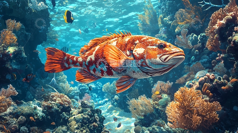 高清大图下载【趣麦麦图】热带珊瑚礁中的大型鱼类
