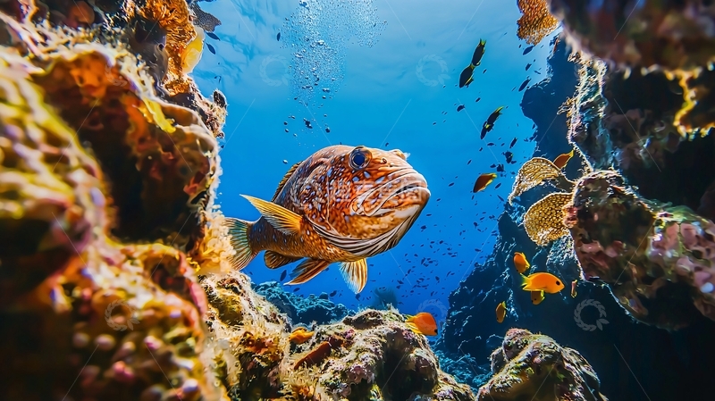 高清大图下载【趣麦麦图】海底珊瑚礁中的热带鱼