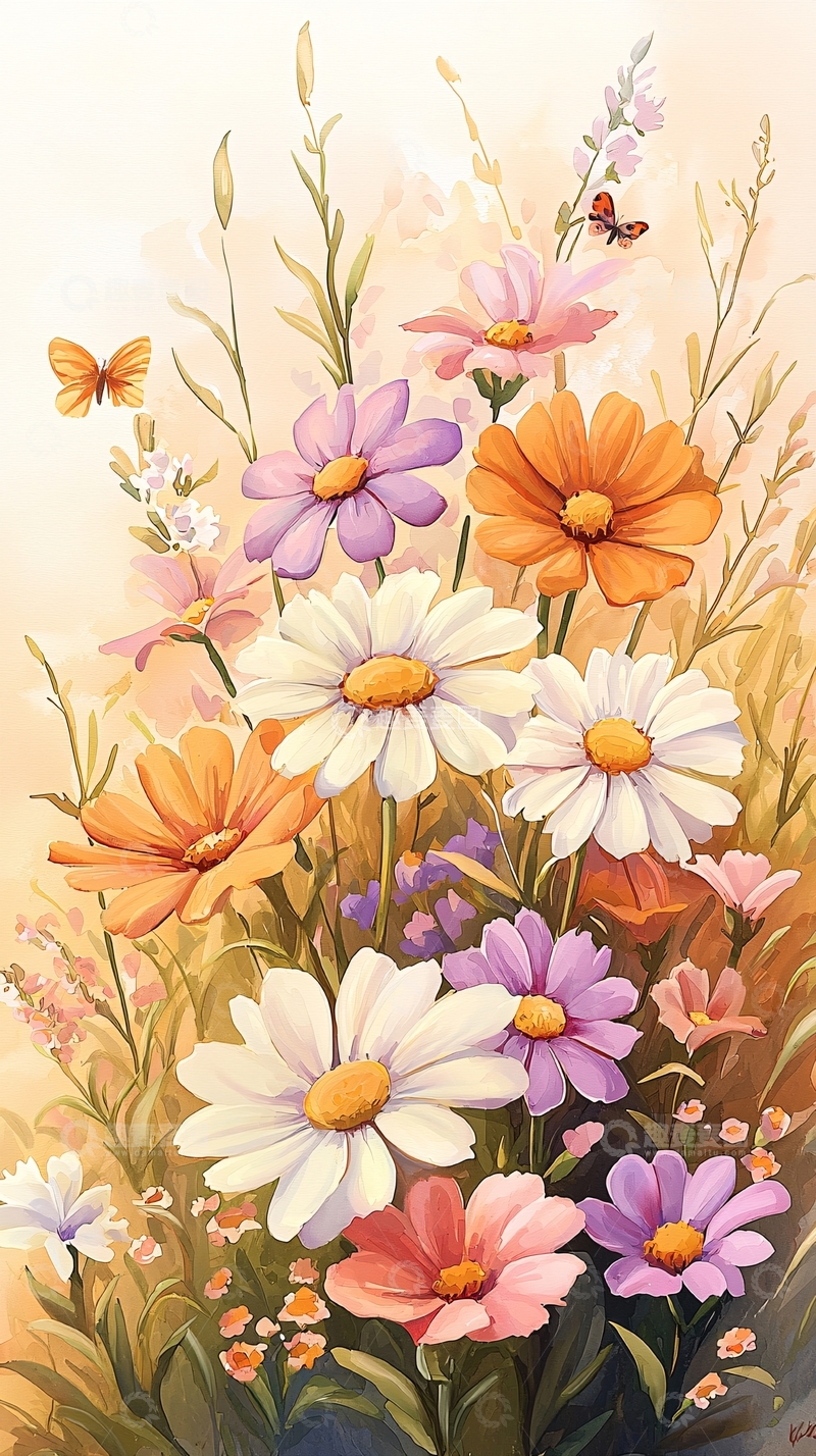 高清大图下载【趣麦麦图】夏日花海蝴蝶飞舞