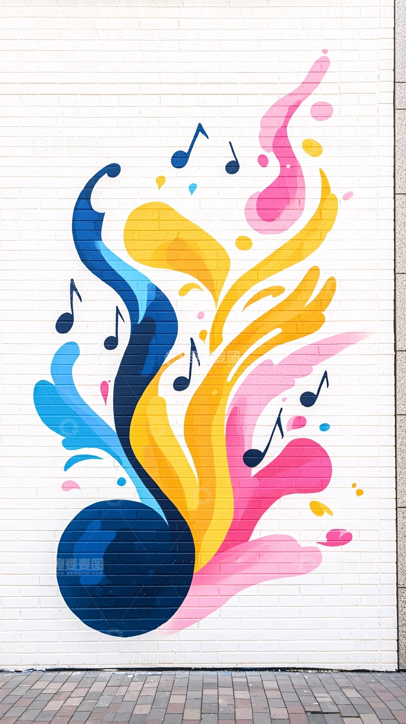 高清大图下载【趣麦麦图】音乐旋律涂鸦艺术墙绘