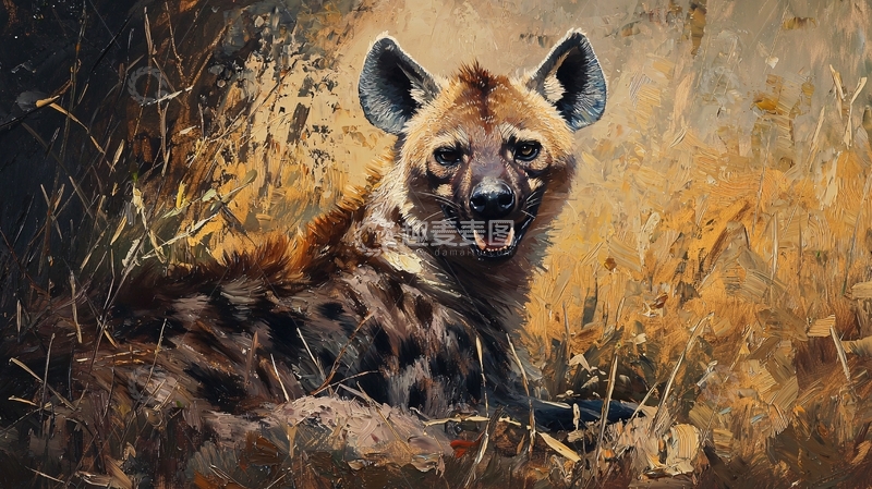 高清大图下载【趣麦麦图】非洲野狗油画艺术写实风格