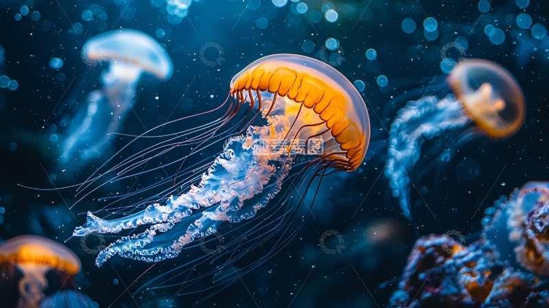 高清大图下载【趣麦麦图】梦幻海底世界中的水母