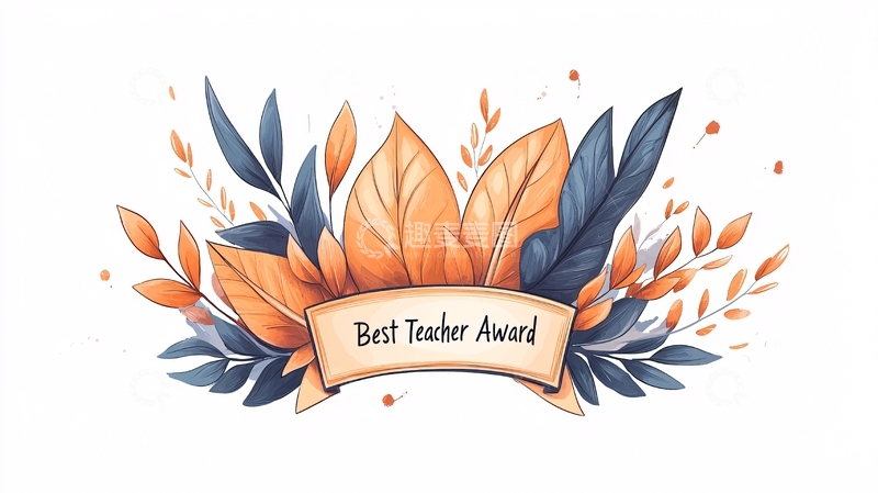 高清大图下载【趣麦麦图】秋季最佳教师奖牌插画